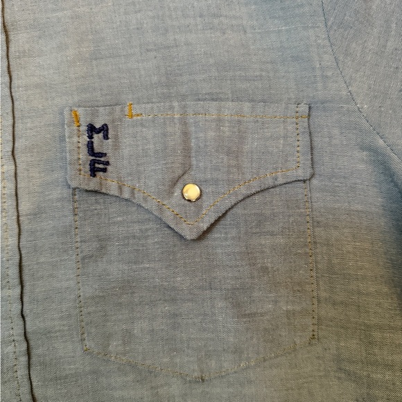 Vintage Sears Chambray Embroidered Western Shirt with Pearl Snaps sz M - Picture 3 of 14